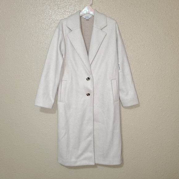 NWT Women's Old Navy Soft Brushed Long Dress Coat - Ivory Cream Winter White - Picture 15 of 16